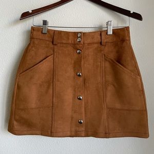 Suade Button Mini Skirt